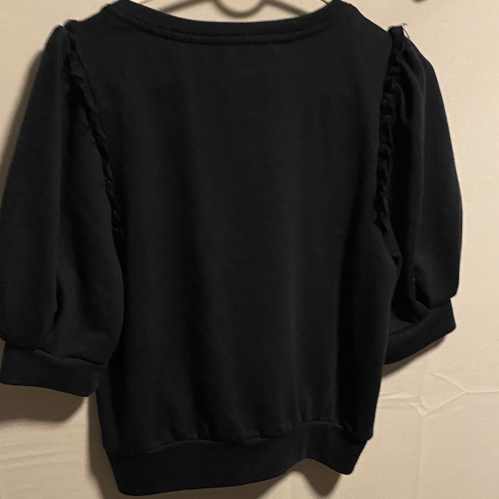Shabby Chic Black Ruffled Sweatshirt - Picture 6 of 6
